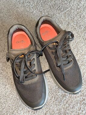 Ara Brown and Orange Casual Lace-Up Sneakers with Side Zip